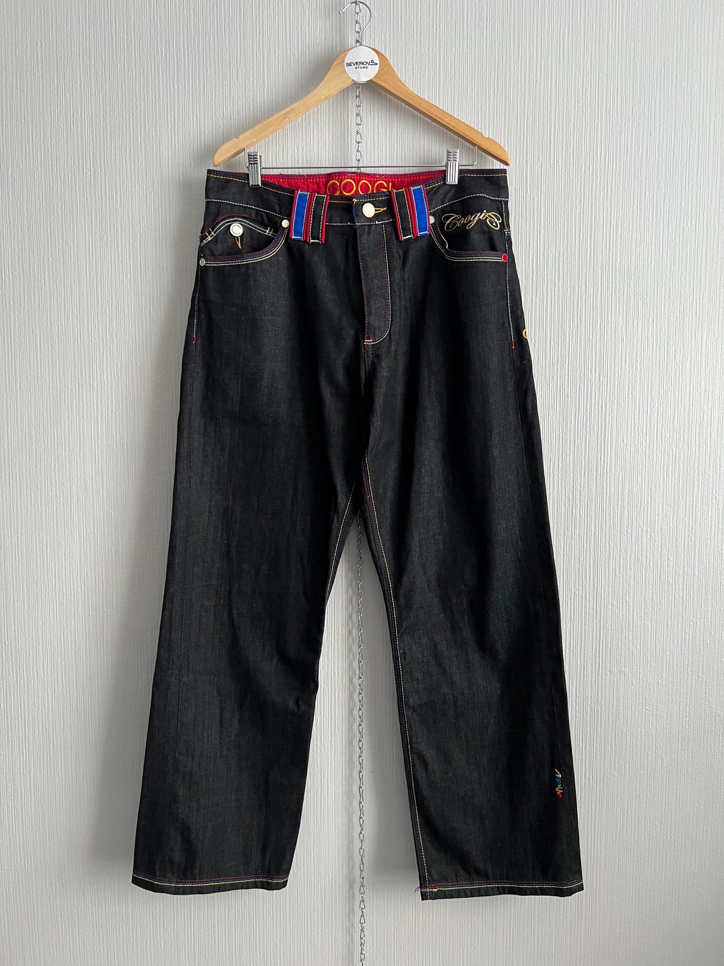 Coogi Mens Embroidered Baggy Fit Denim Jeans