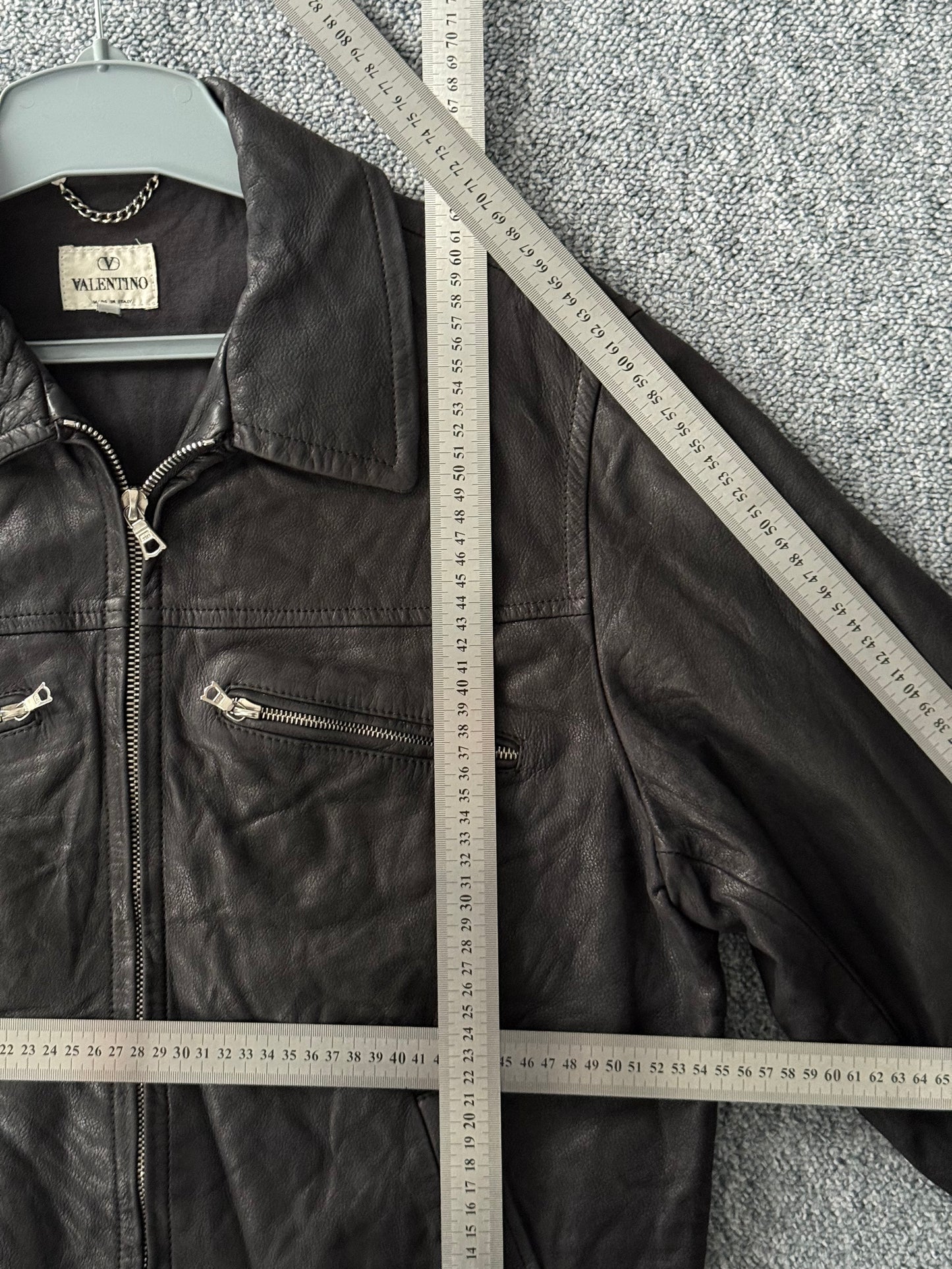 Valentino Vintage Crinkled Ovine Sammy Leather Jacket