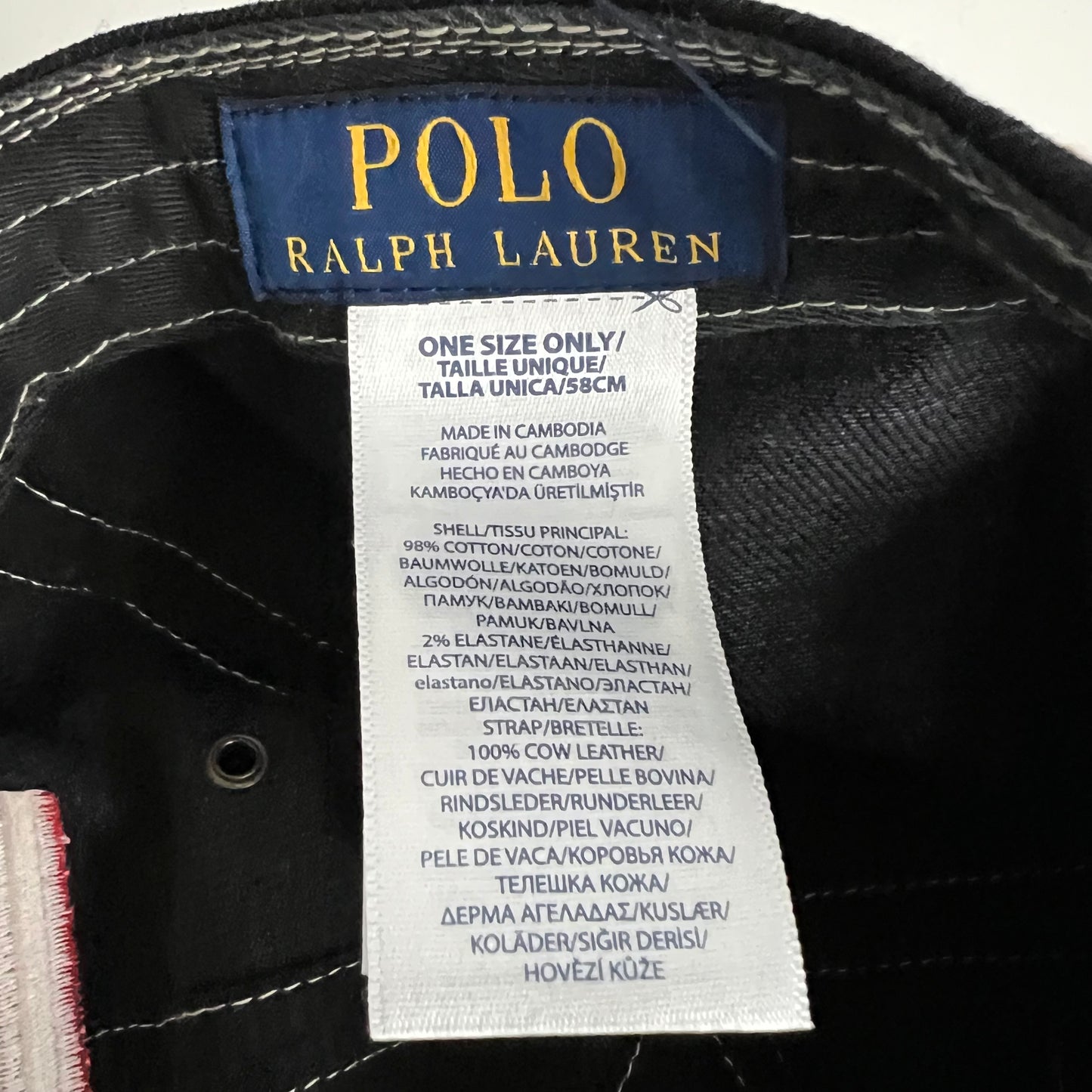 Polo Ralph Lauren Contrast Stitches Flag Black Cap with Leather Strap