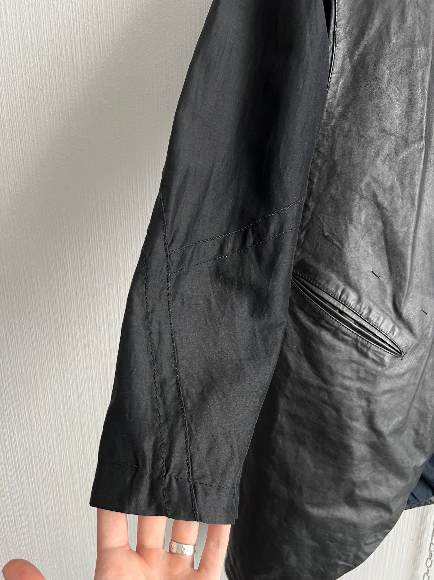 Lost & Found Ria Dunn Avant Garde Mens Leather Black Coat