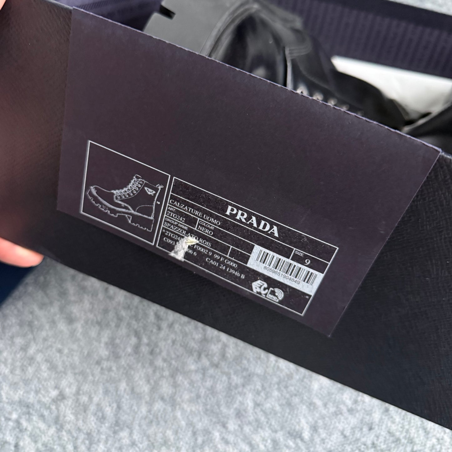 Prada Triangle Logo Brushed Leather Ankle Boots