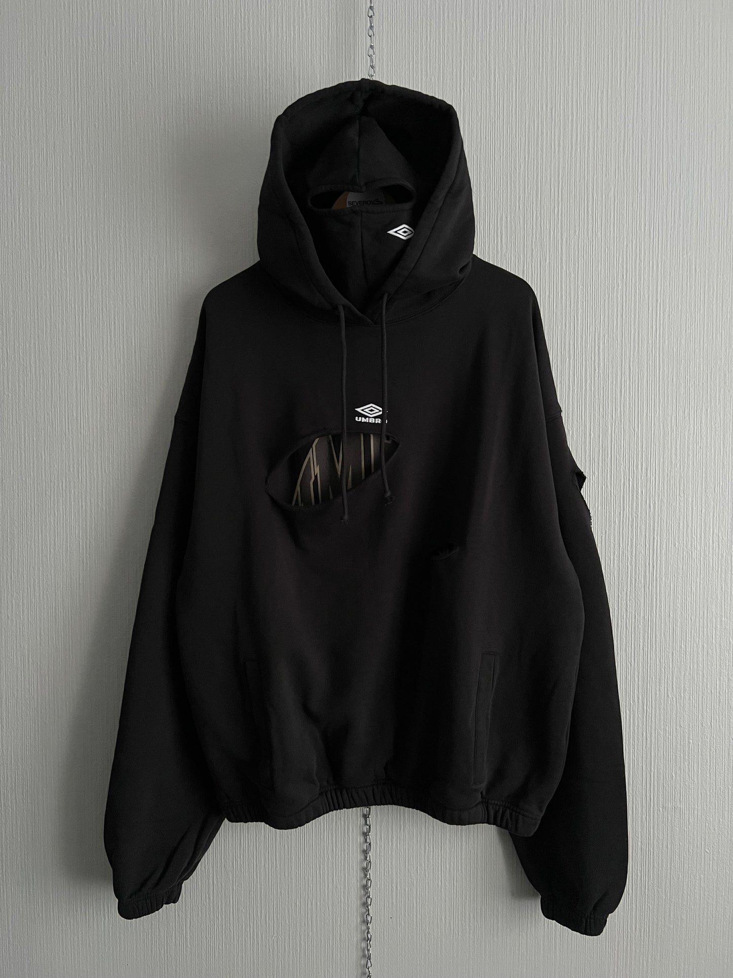 Umbro Slam Jam Destroyed Hoodie Black Mens Hoodie