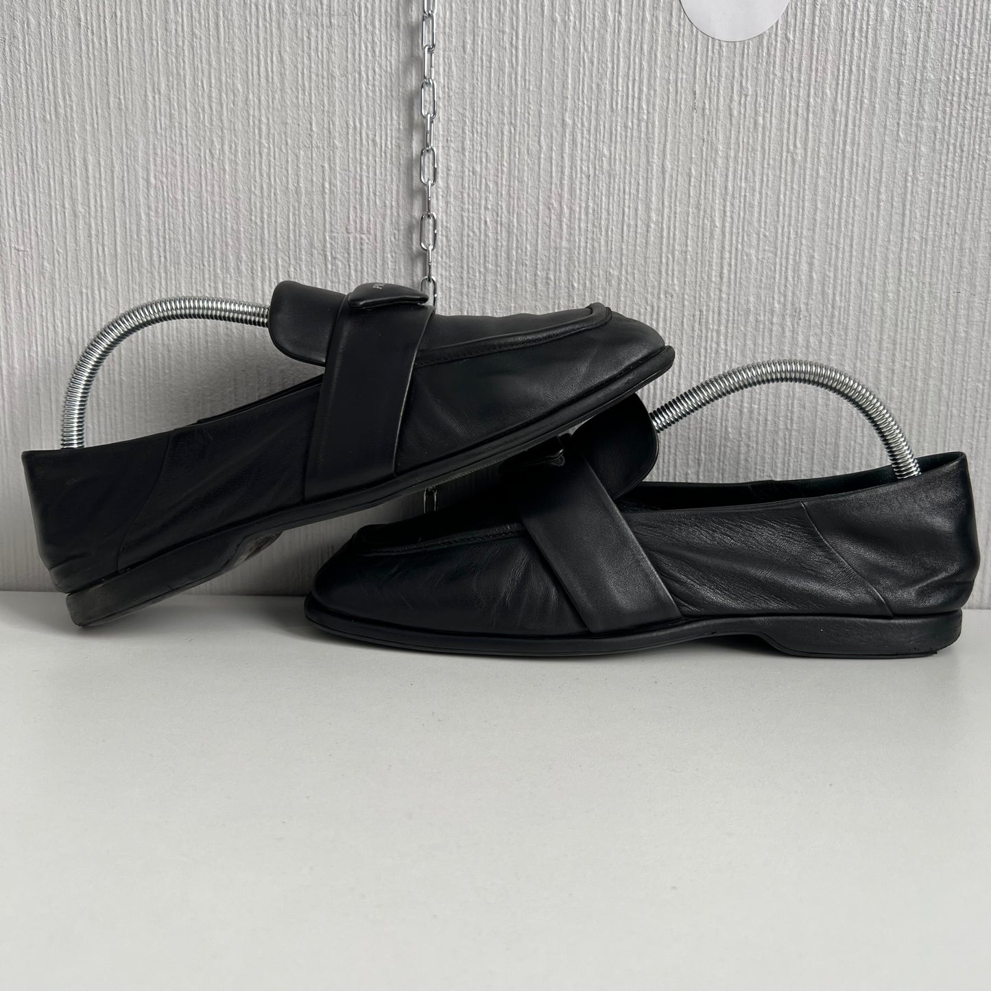 Prada Soft Nappa Black Leather Loafers