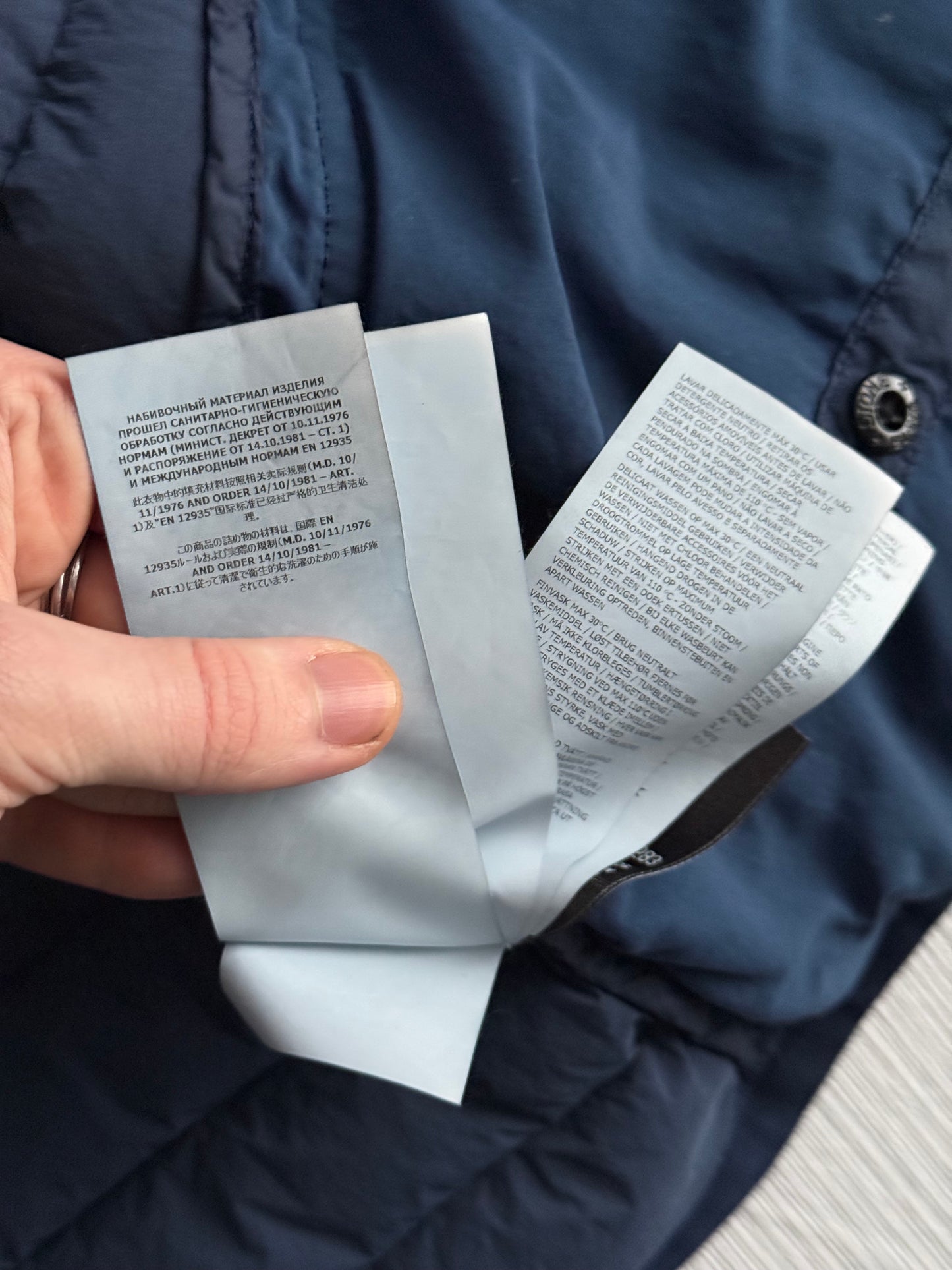 Stone Island SS19 Blue Loom Woven Down Chambers Jacket