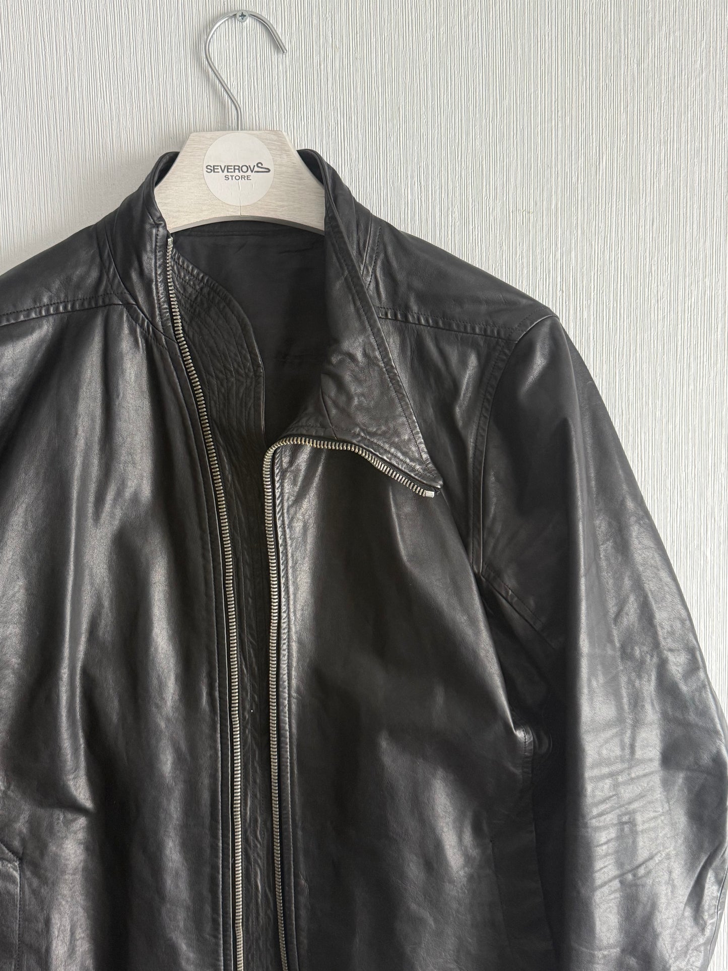 Rick Owens Calf Leather Mollino Leather Jacket