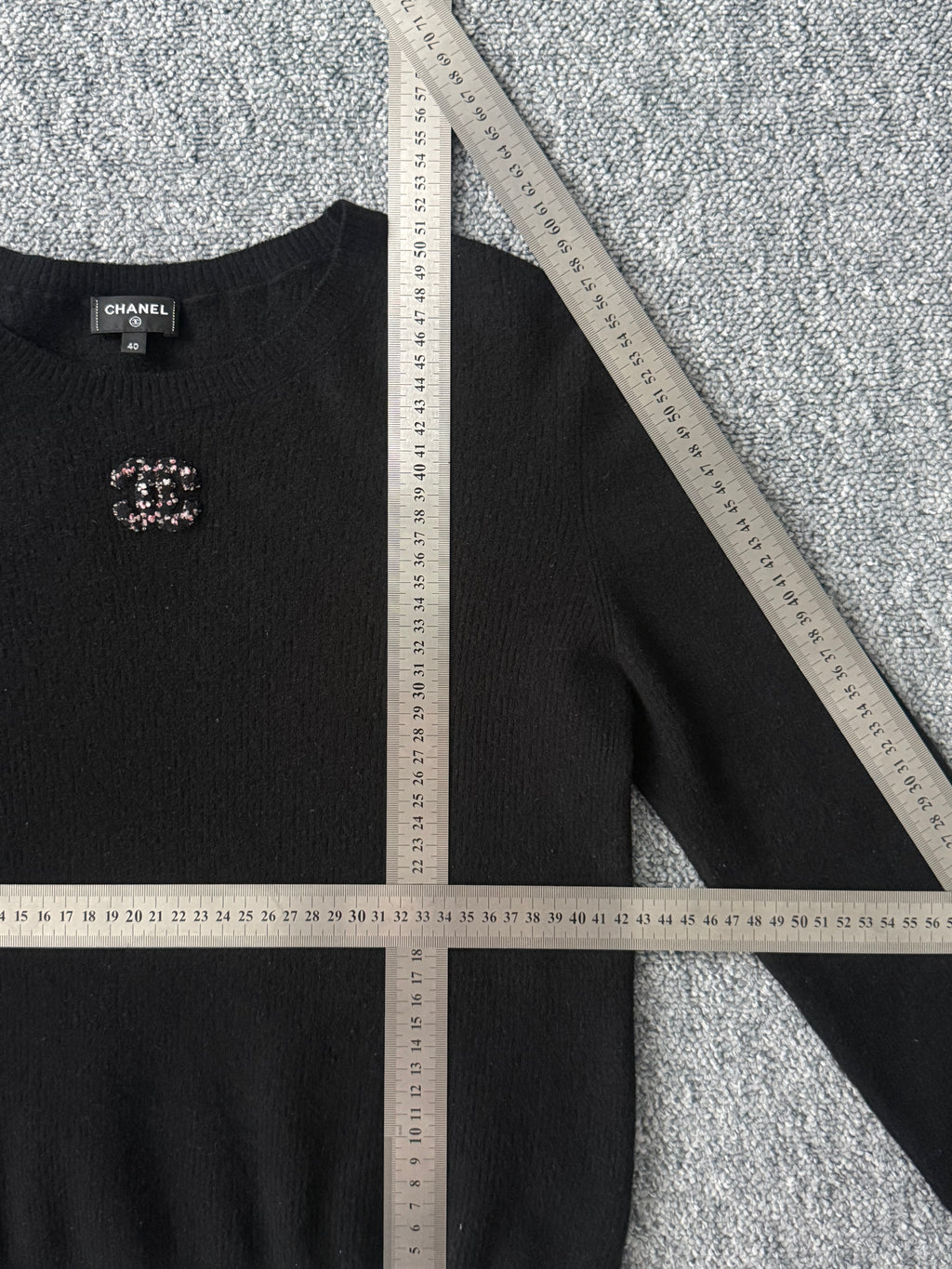 Chanel CC Black Wool Knit Sweater