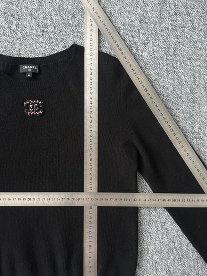 Chanel CC Black Wool Knit Sweater