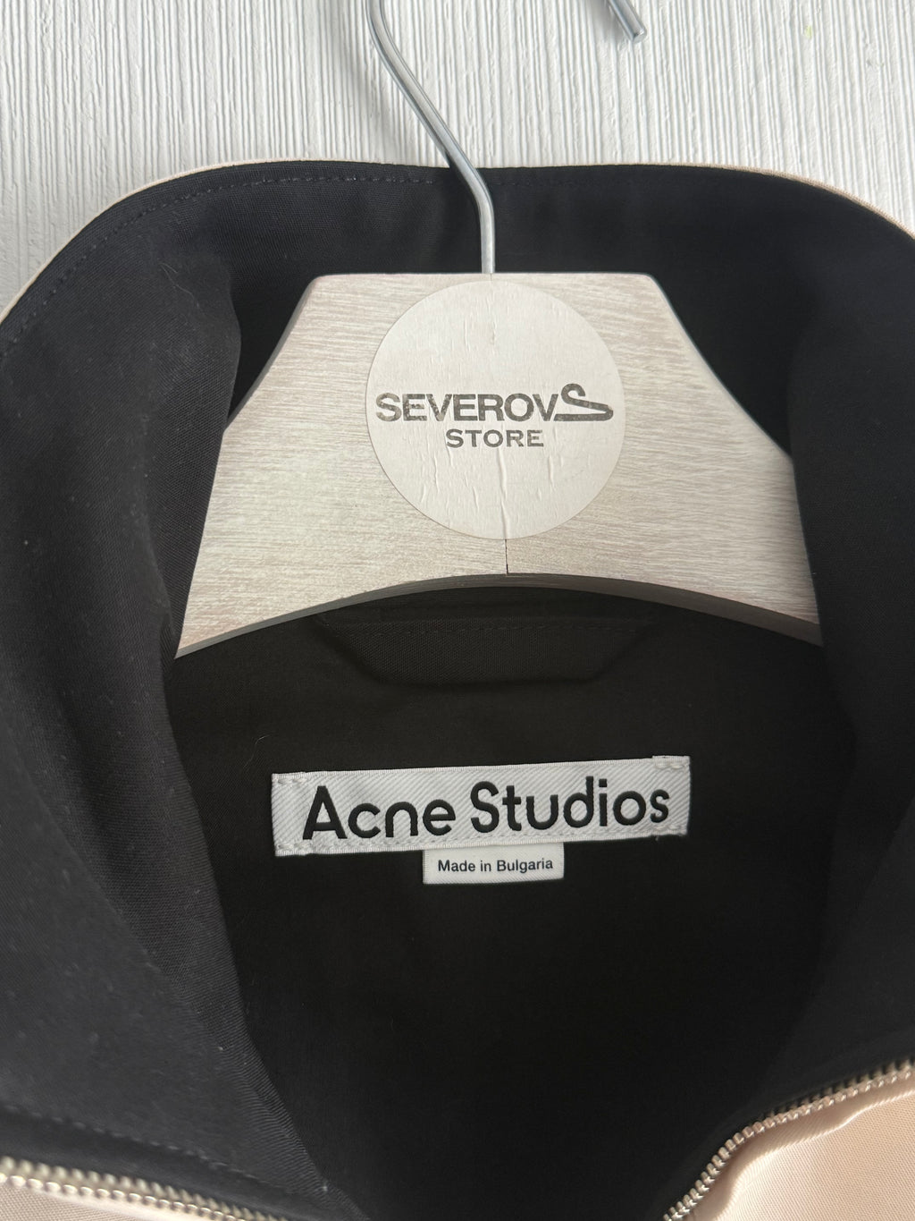 Acne Studios SS26 Satin Logo Jacket in Beige