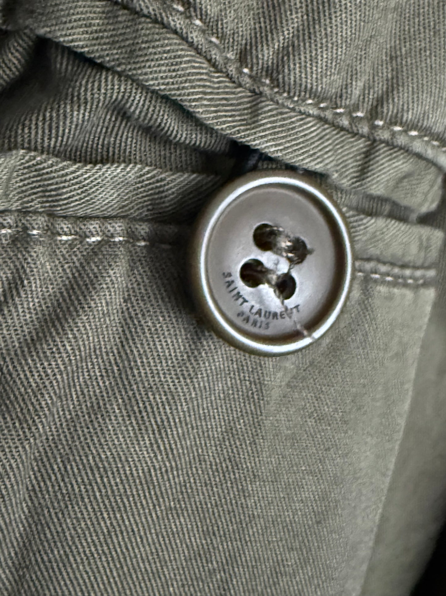 Saint Laurent Olive Green Cotton Jacket Womens Parka