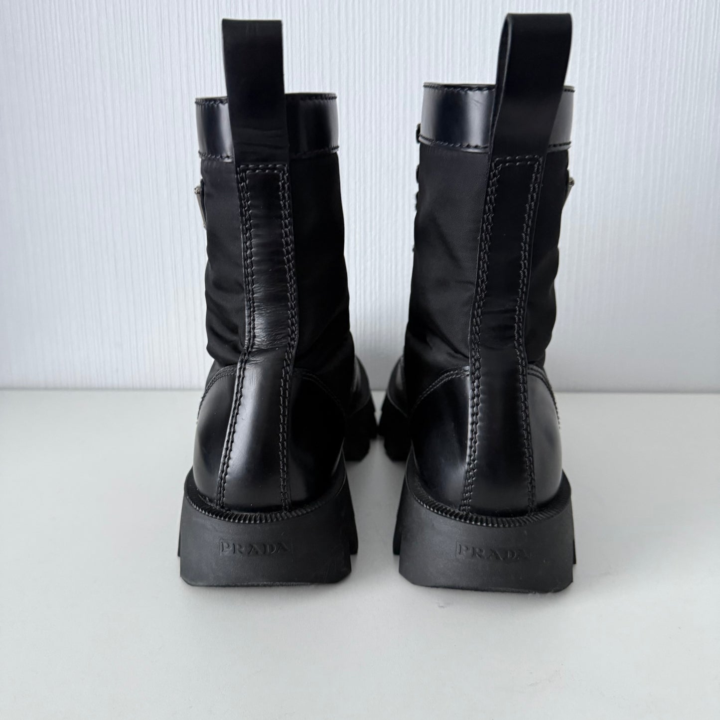 Prada Men's Black Leather Combat Boots
