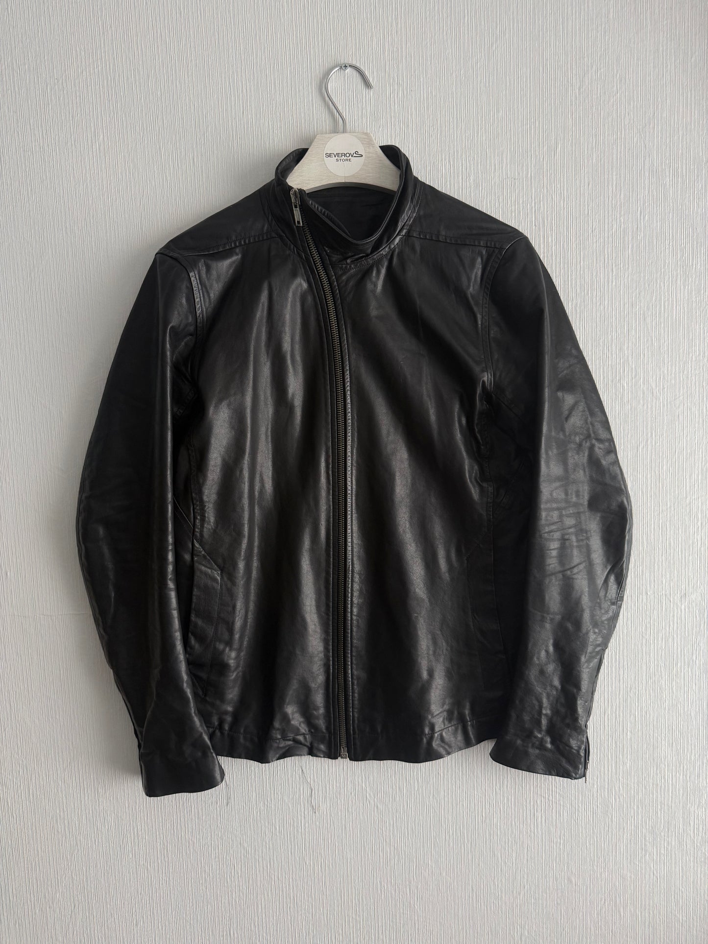 Rick Owens Calf Leather Mollino Leather Jacket