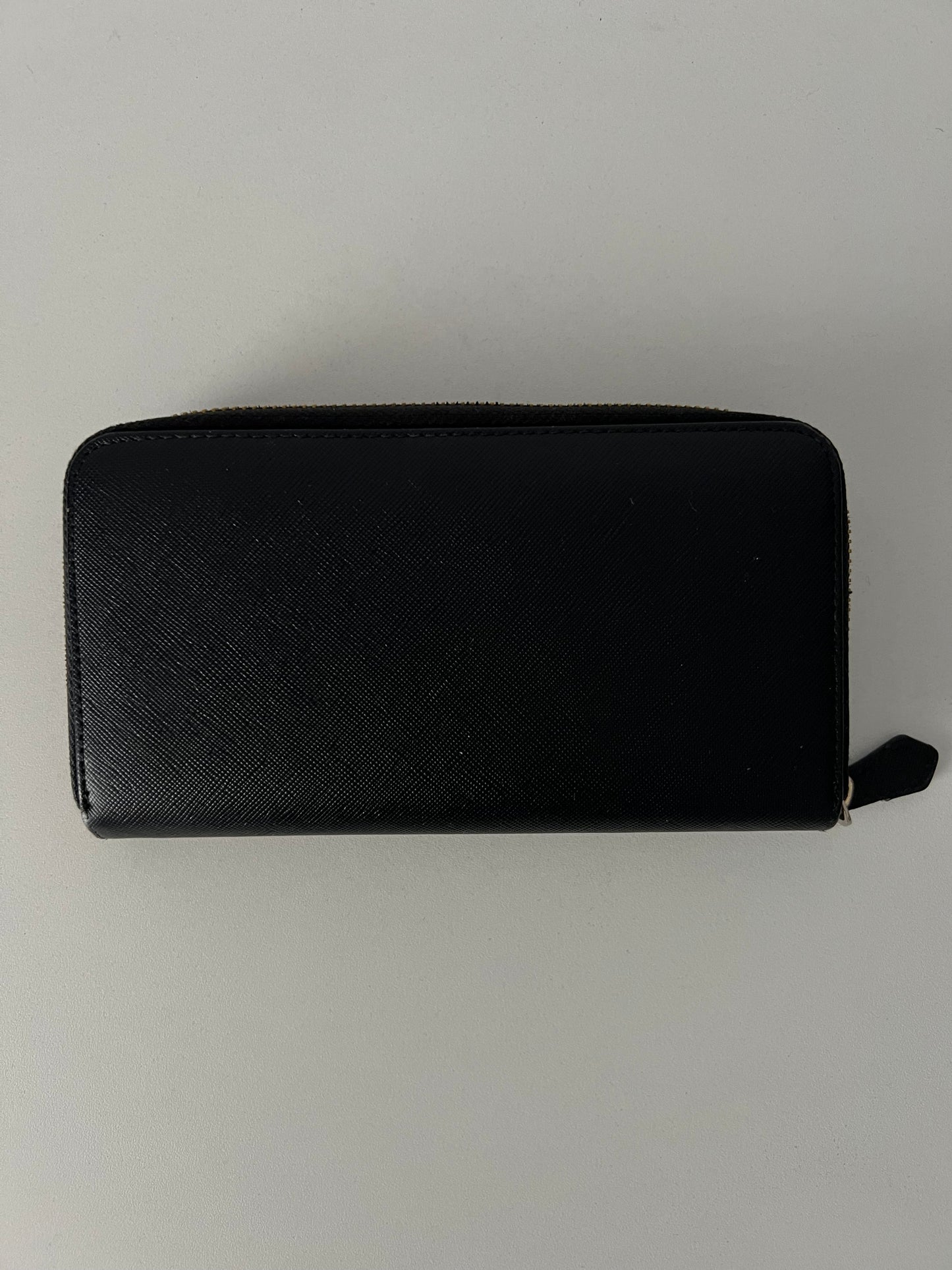 Prada Black Saffiano Leather Zip Around Wallet