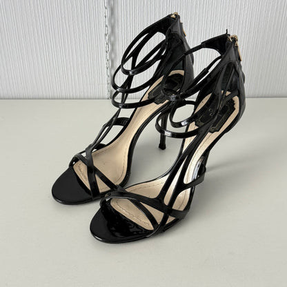 Dior Black Patent Leather Double Strap Sandals