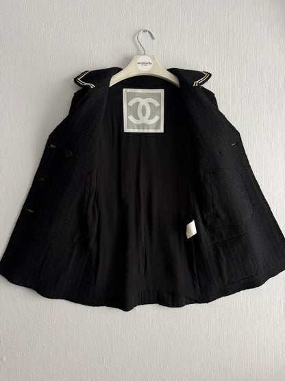 Chanel FW07 Black Wool Double Breasted Coat