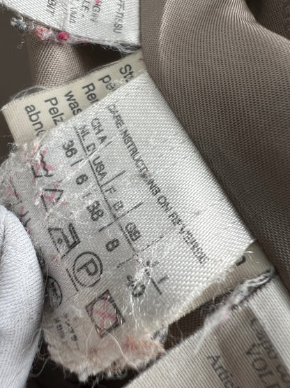 Max Mara Fox Fur Collar Wool Angora Blend Womens Long Coat