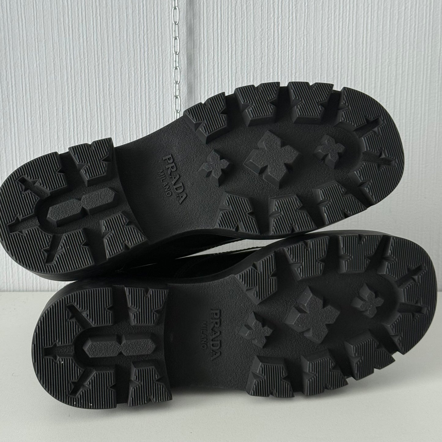 Prada Triangle Logo Brushed Leather Ankle Boots