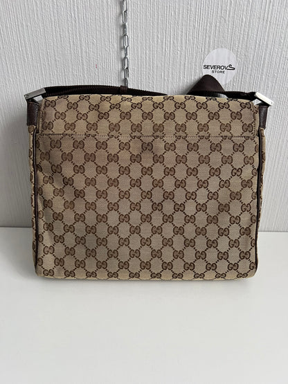Gucci GG Monogram Canvas Flap Messenger Bag