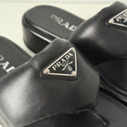 Prada Soft Padded Nappa Leather Thong Wedge Sandals