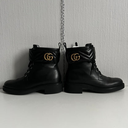 Gucci Marmont Double G Black Womens Ankle Boots