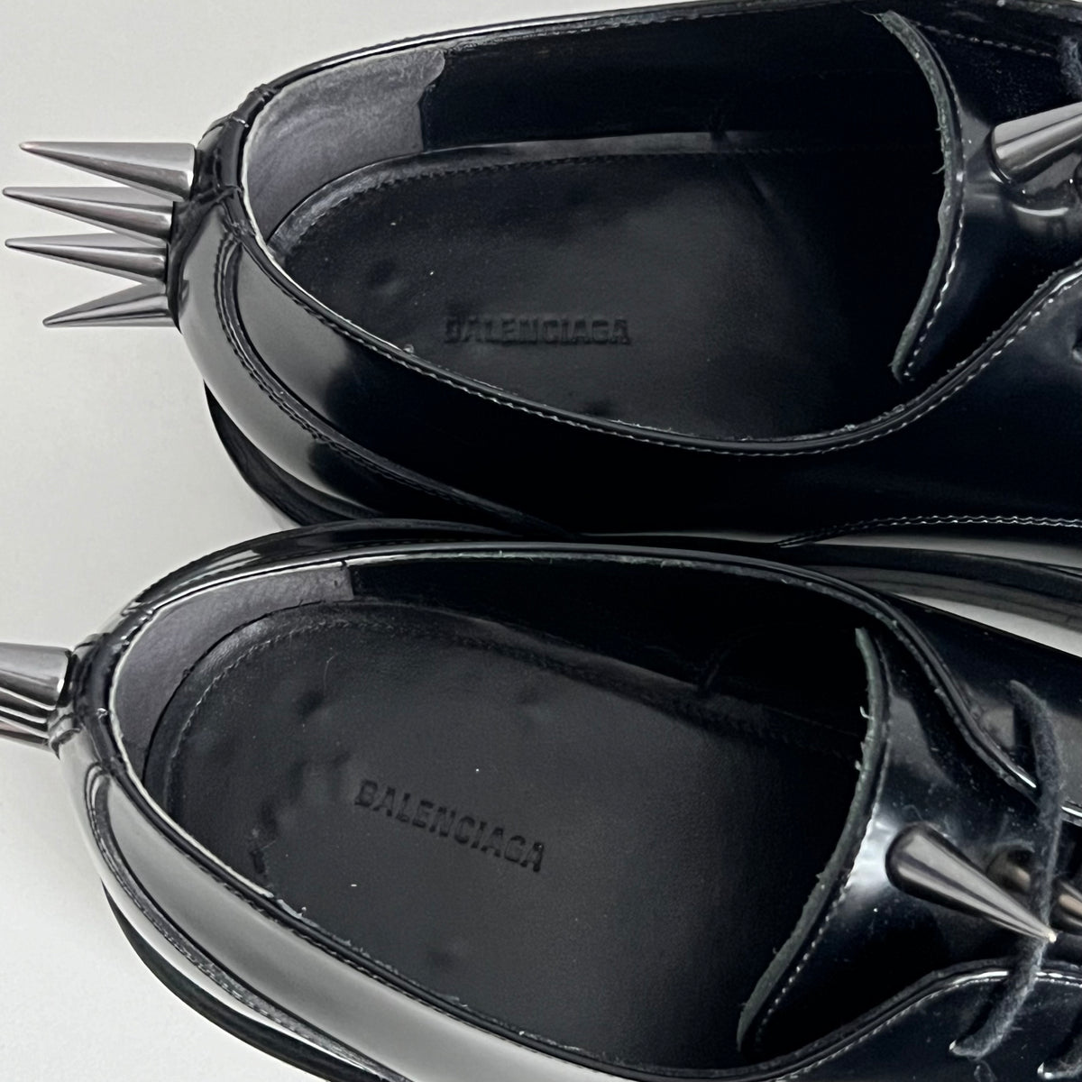 Balenciaga Spiked Derby Men’s Black Leather Shoes