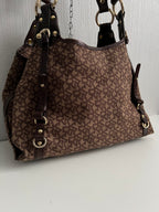 DKNY Vintage Monogram Canvas Handbag with Leather Trim