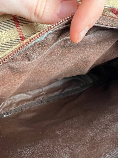 Burberry's Haymarket Check Leather-Trimmed Handle Bag