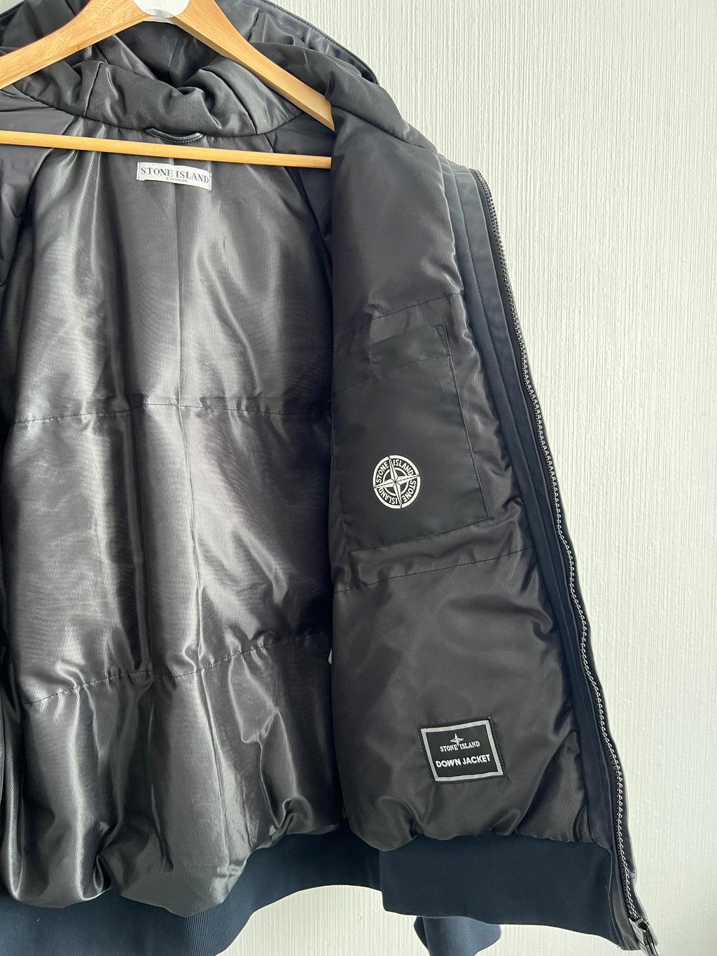 Stone Island AW10 Midnight Blue Leather Bomber Down Jacket