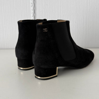 Chanel Black Suede Chelsea Ankle Boots