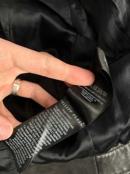 Phillip Plein Fitted Lamb Leather Biker Jacket