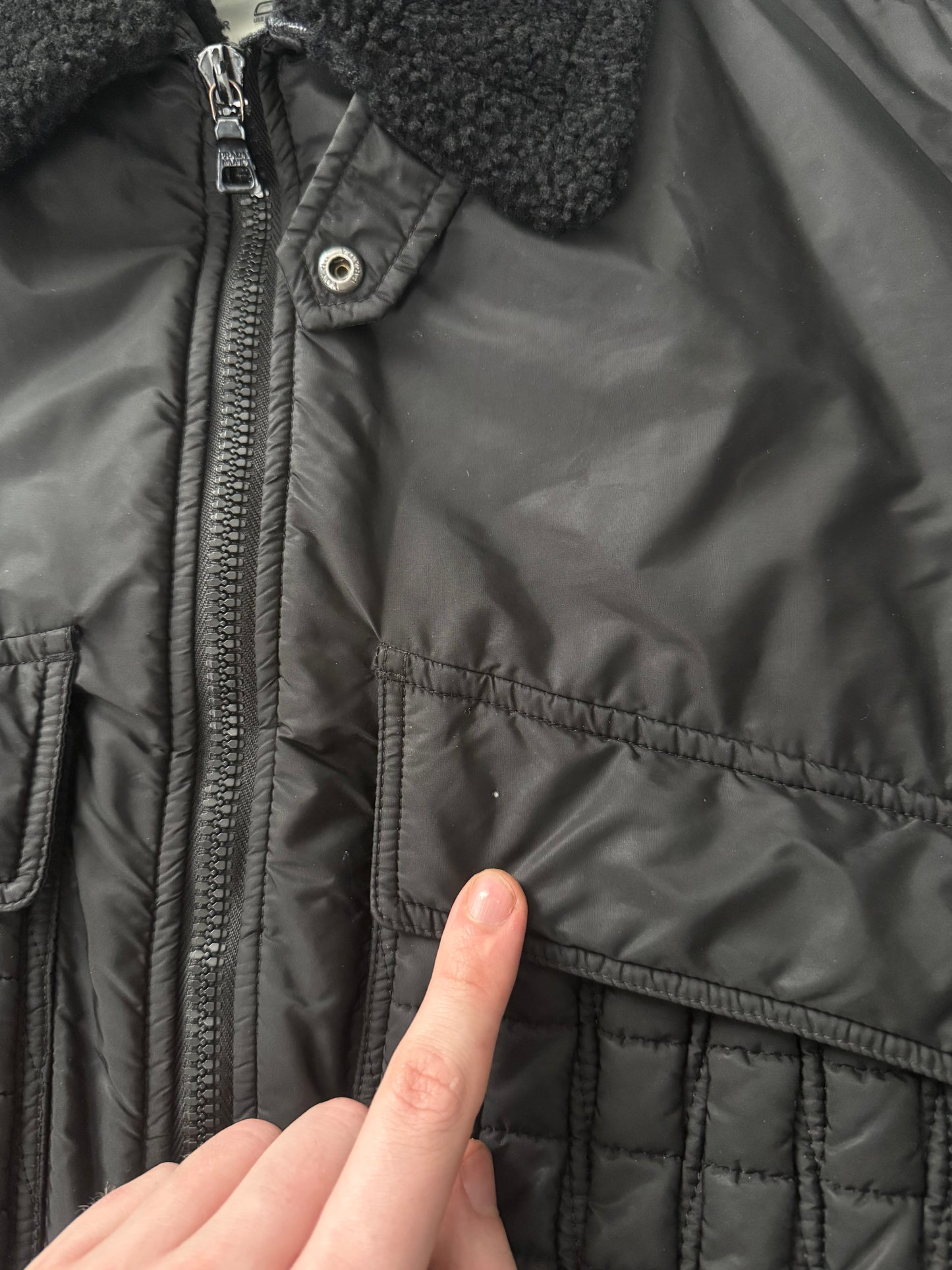 Prada Shearling Collar Bomber Jacket