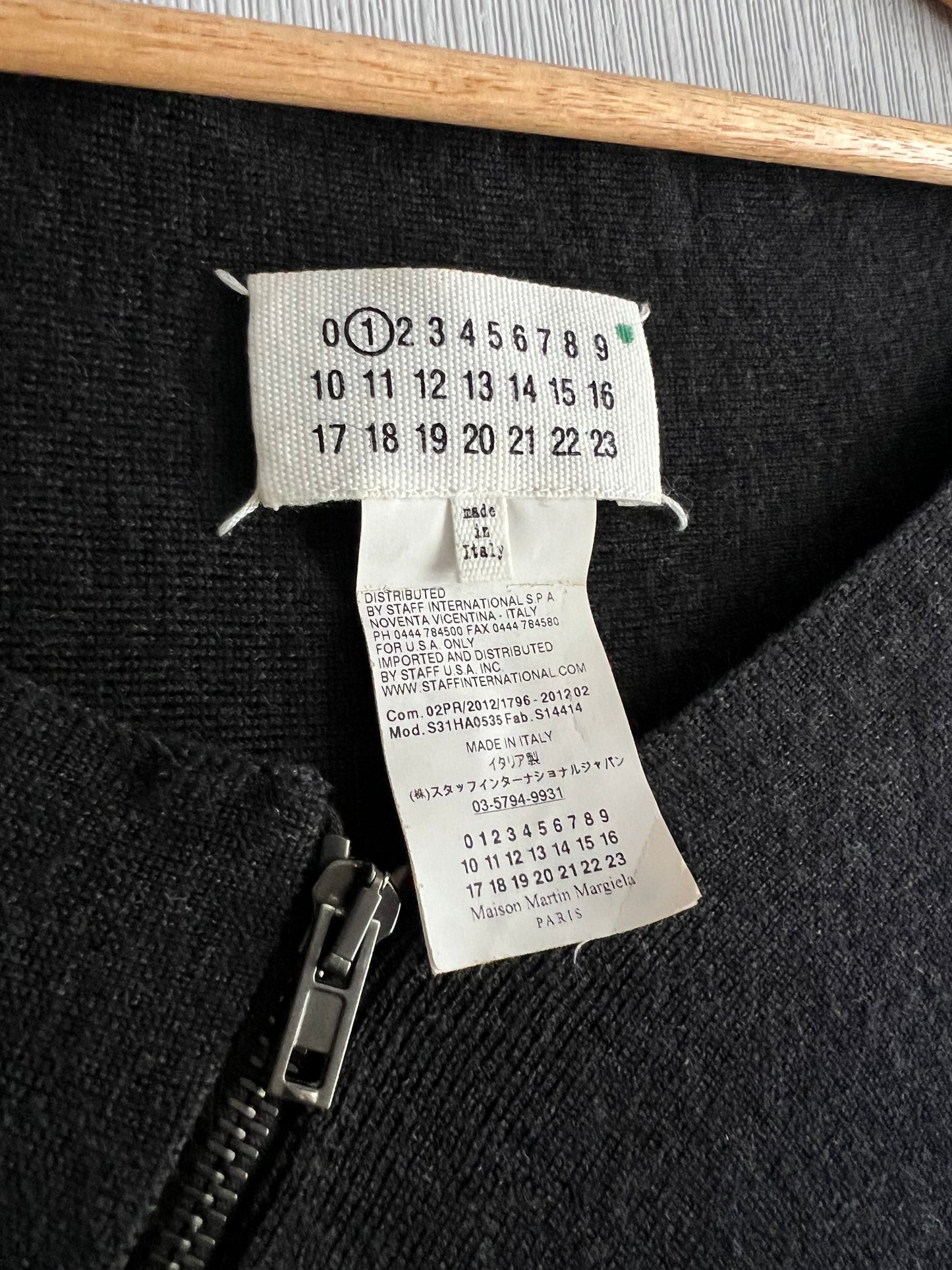 Maison Martin Margiela Line 1 Dark Grey Spiral Zipper Jumper – Fall 2012