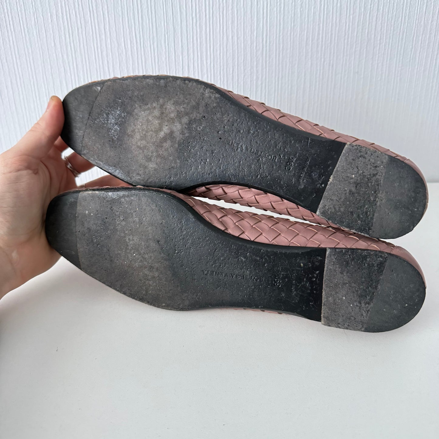 Bottega Veneta Pink Intrecciato Leather Loafers