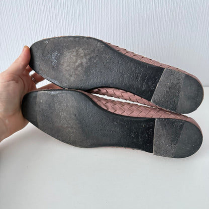 Bottega Veneta Pink Intrecciato Leather Loafers