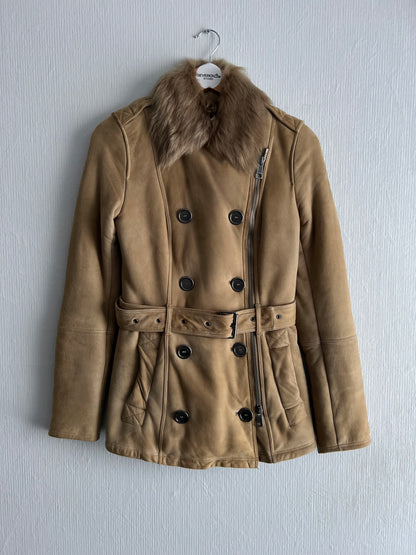 Burberry Brit Lamb and Fur Shearling Jacket Beige Womens Peacoat