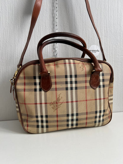 Burberry's Haymarket Check Leather-Trimmed Handle Bag