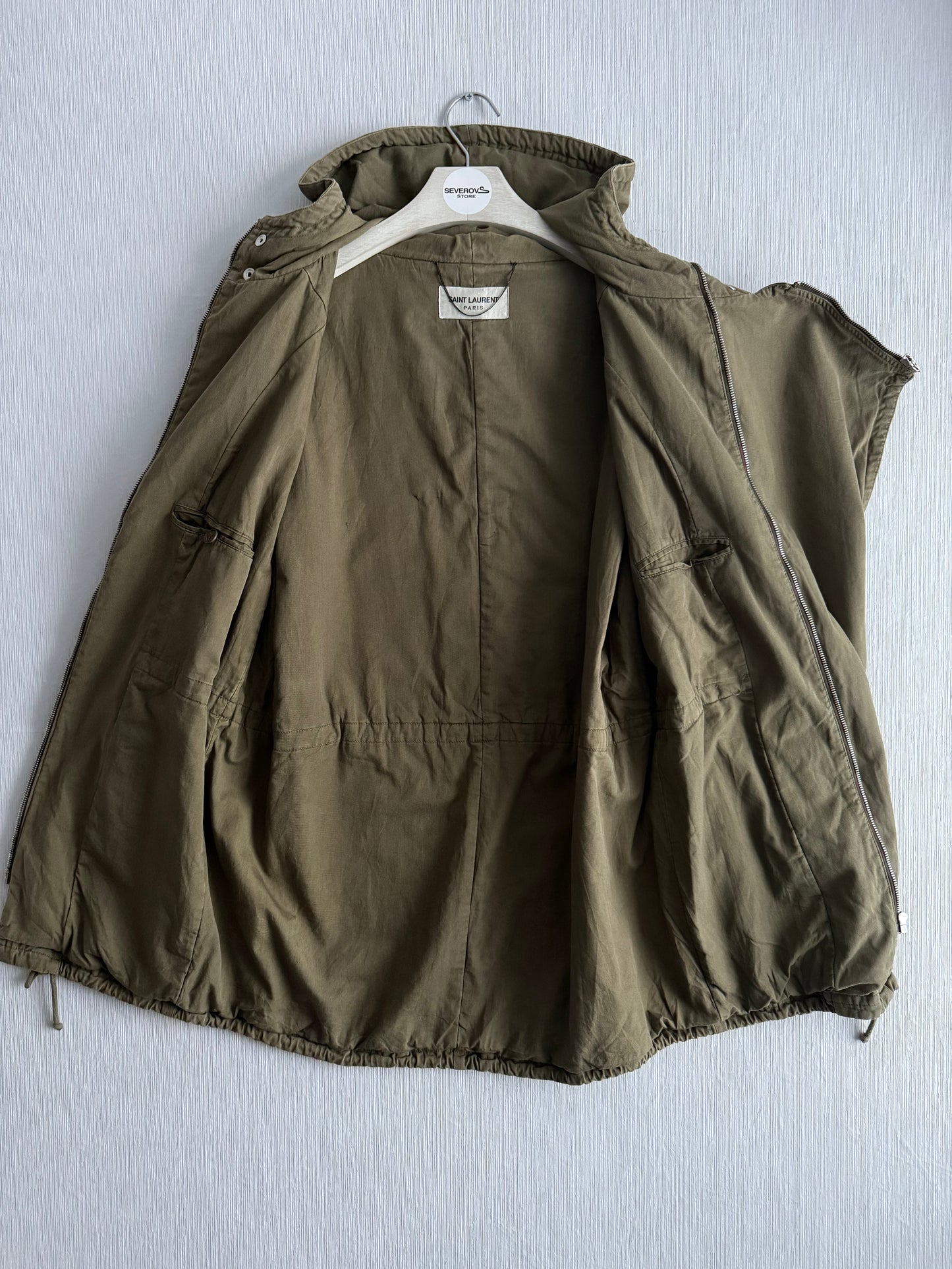 Saint Laurent Olive Green Cotton Jacket Womens Parka