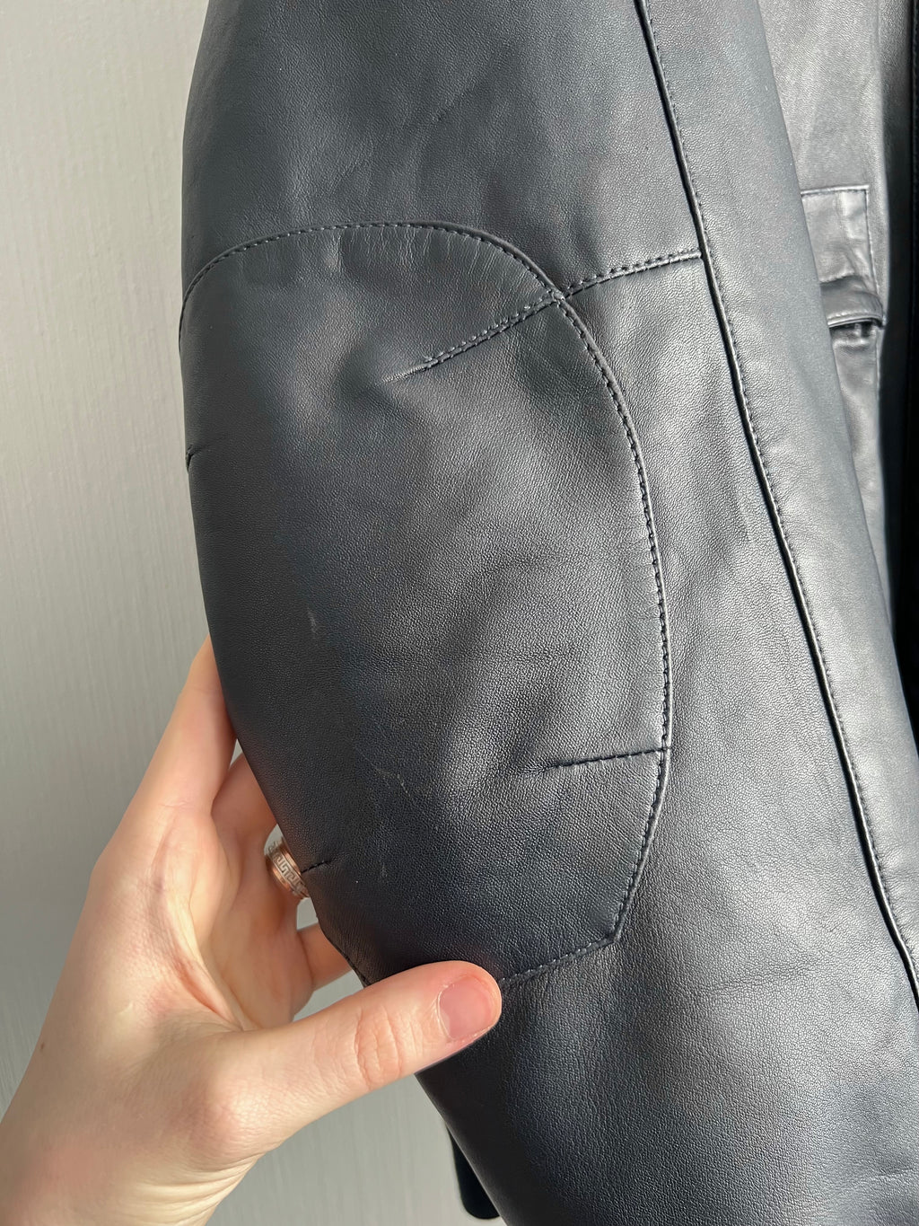 Stone Island AW10 Midnight Blue Leather Bomber Down Jacket