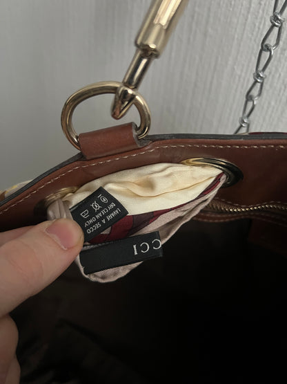 Gucci Positano Tote Handbag in Brown Leather