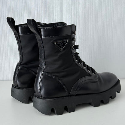 Prada Men's Black Leather Combat Boots