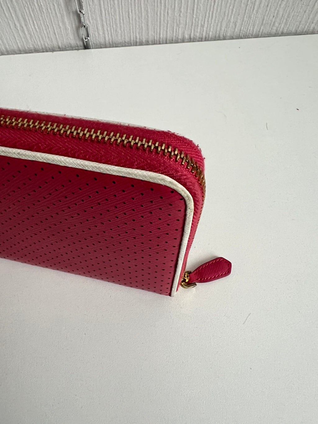 Prada Saffiano Leather Perforated Large Wallet