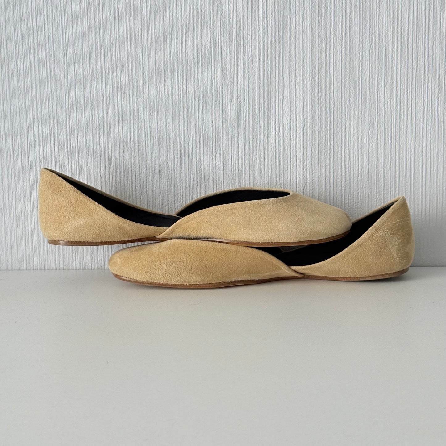 The Row Gemma Ballet Flats Women Shoes in Beige Suede