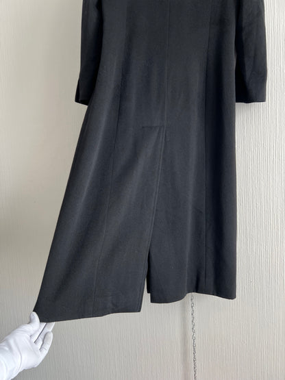 Vintage 2001 Chanel Double Breasted Black Cashmere Silk Lined Coat