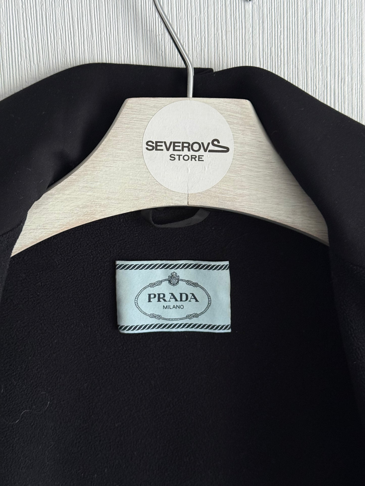 Prada Black Neoprene Pleated Waist Jacket