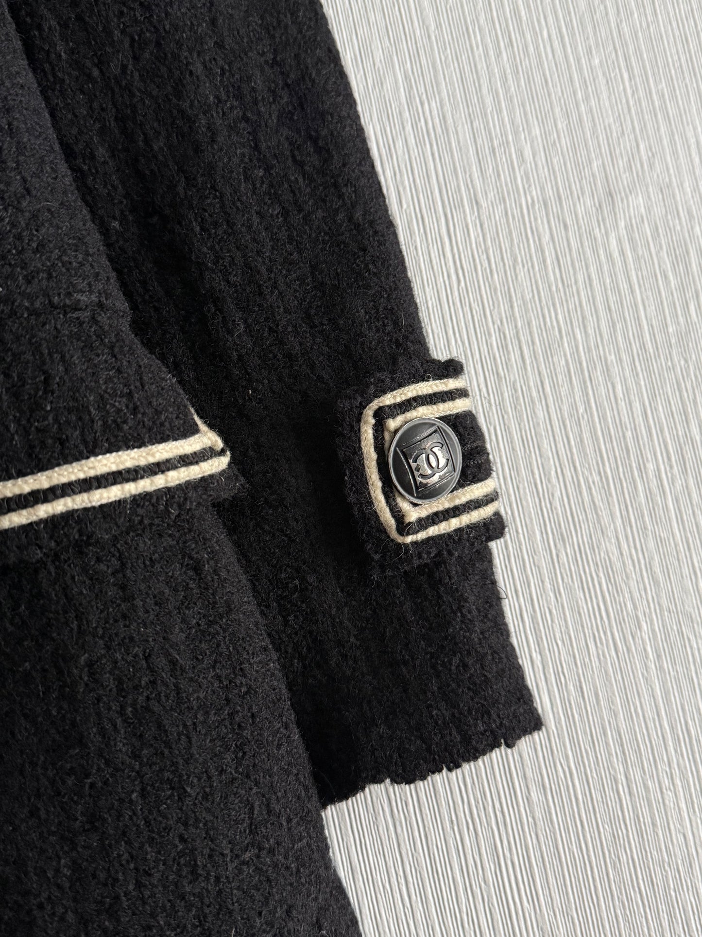 Chanel FW07 Black Wool Double Breasted Coat