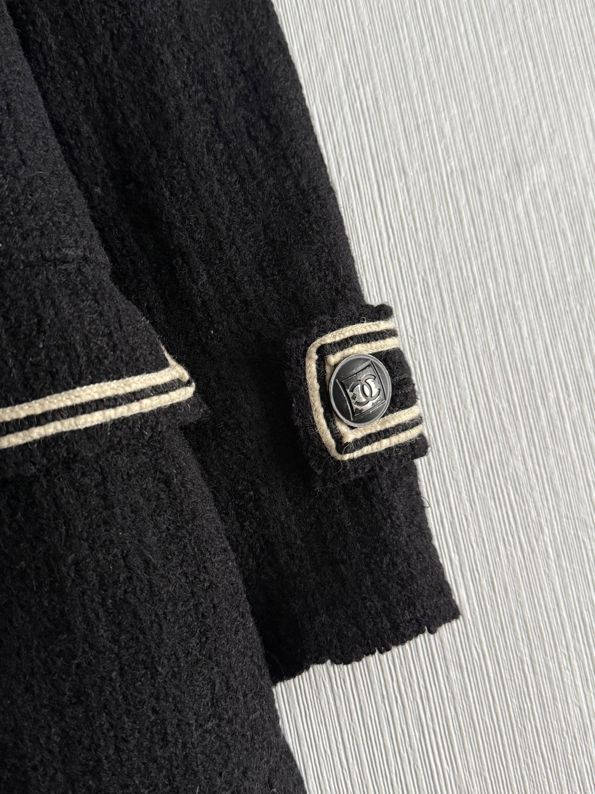 Chanel FW07 Black Wool Double Breasted Coat
