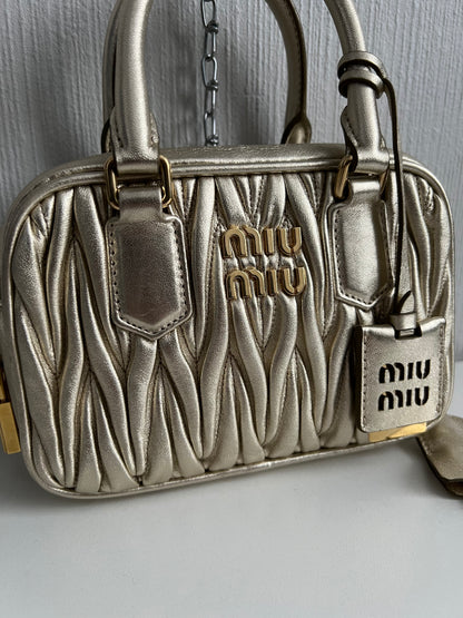 Miu Miu Arcadie Matelassé Nappa Leather Bag in Purite