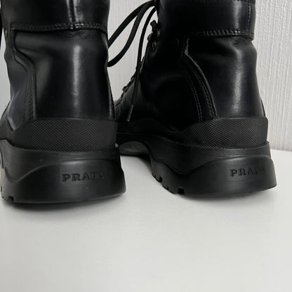 Prada FW99 Vintage Combat Black Leather Boots