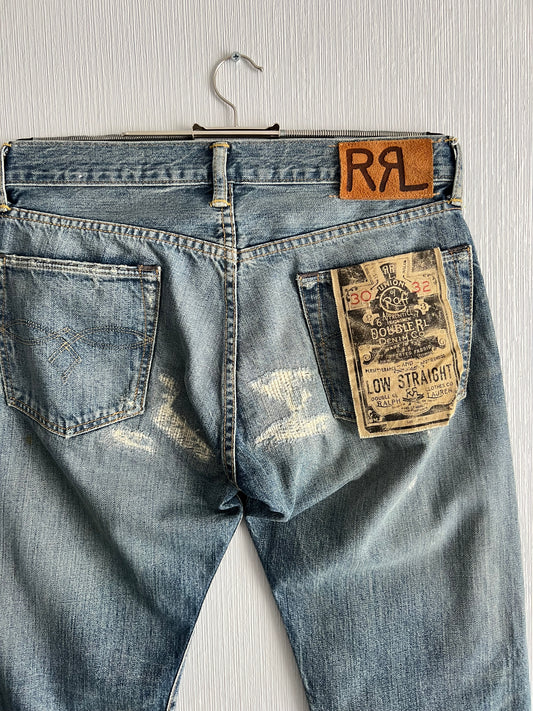 RRL Ralph Lauren Selvedge Distressed Repaired Japan Woven Denim Pants