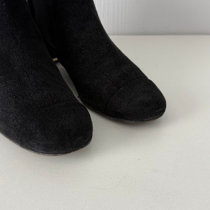Chanel Black Suede Chelsea Ankle Boots