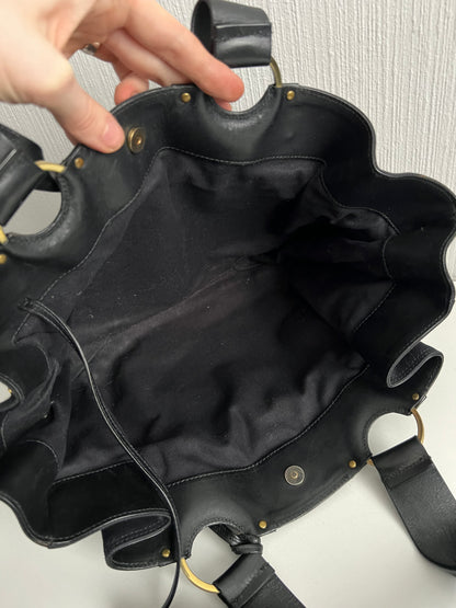 Gucci by Tom Ford Black Canvas Tote with Leather Trim